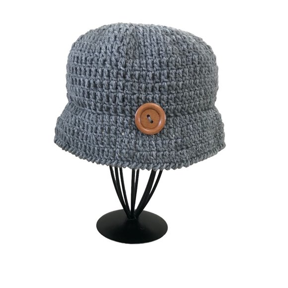 Brand New Handmade Crochet Bucket Hat with a nice button on the side, Adult Size - Picture 2 of 5